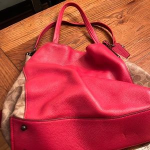 Coach bag red and brown, excellent condition